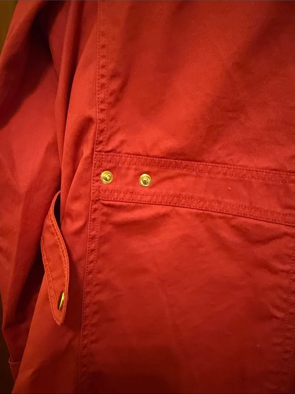 J. Crew Red Utility Field Jacket with Gold-Tone Snaps
